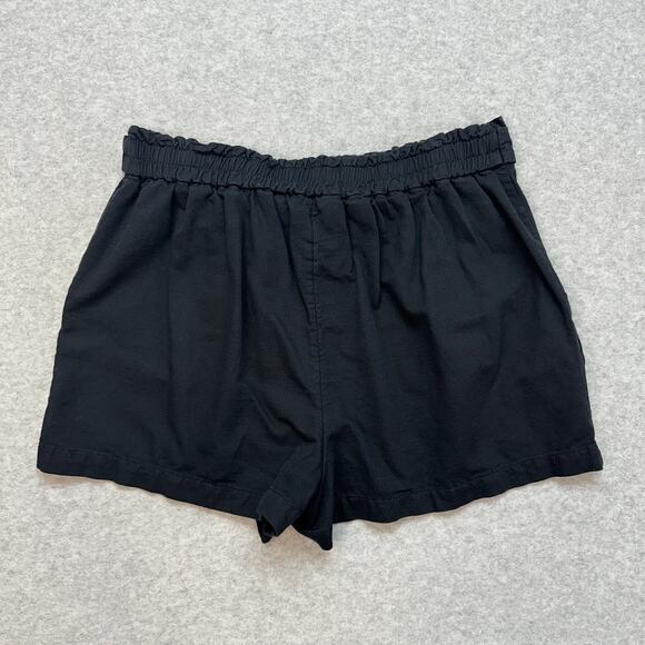 LC Lauren Conrad Paperbag Shorts WMNS Large Black Belted High Rise Cotton Blend - Picture 4 of 9